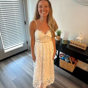 Petal and pup francheshca midi lace dress white lace